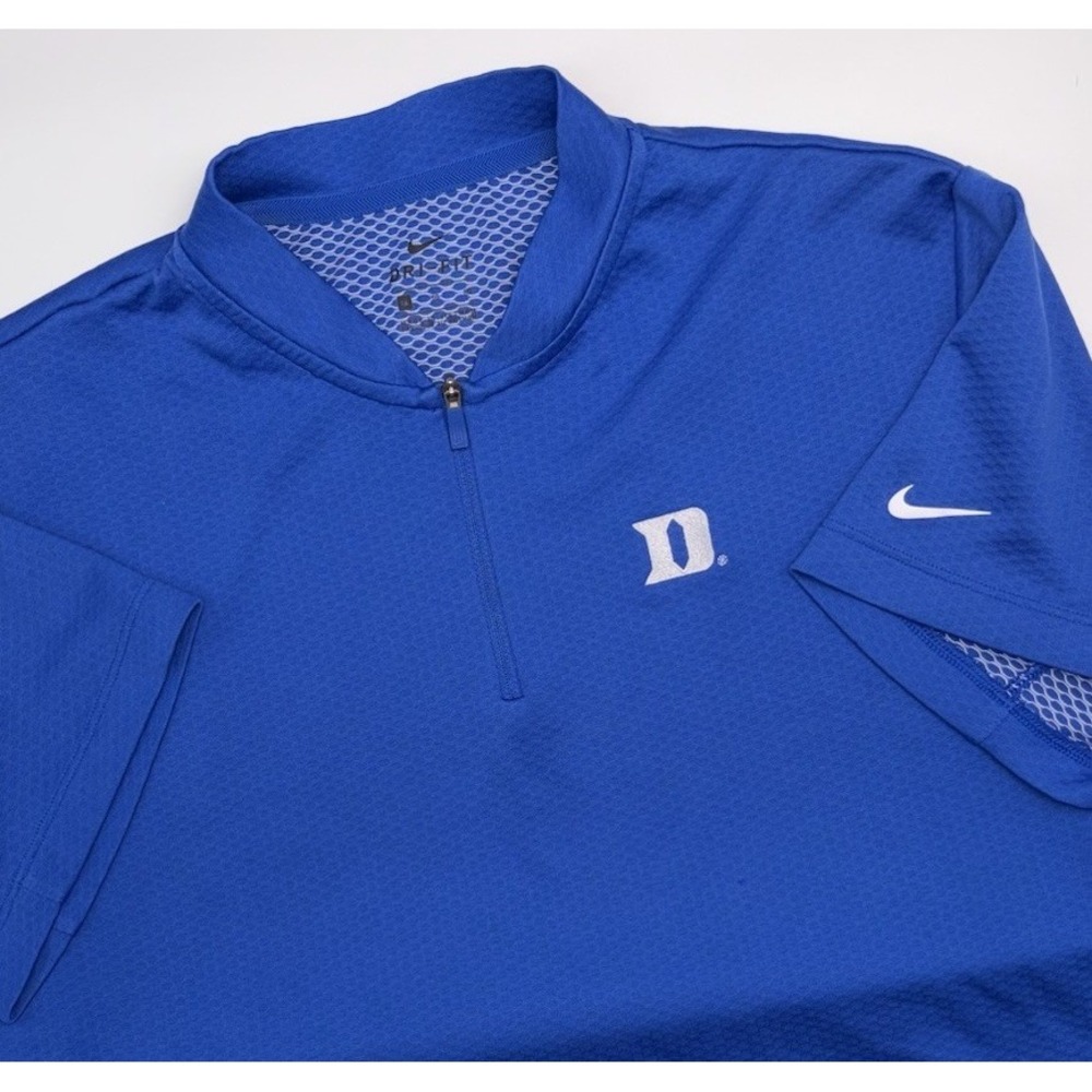 Nike Duke Blue Devils Blade Collar 1/4 Zip Polo Shirt Women's XL Dri Fit Blue